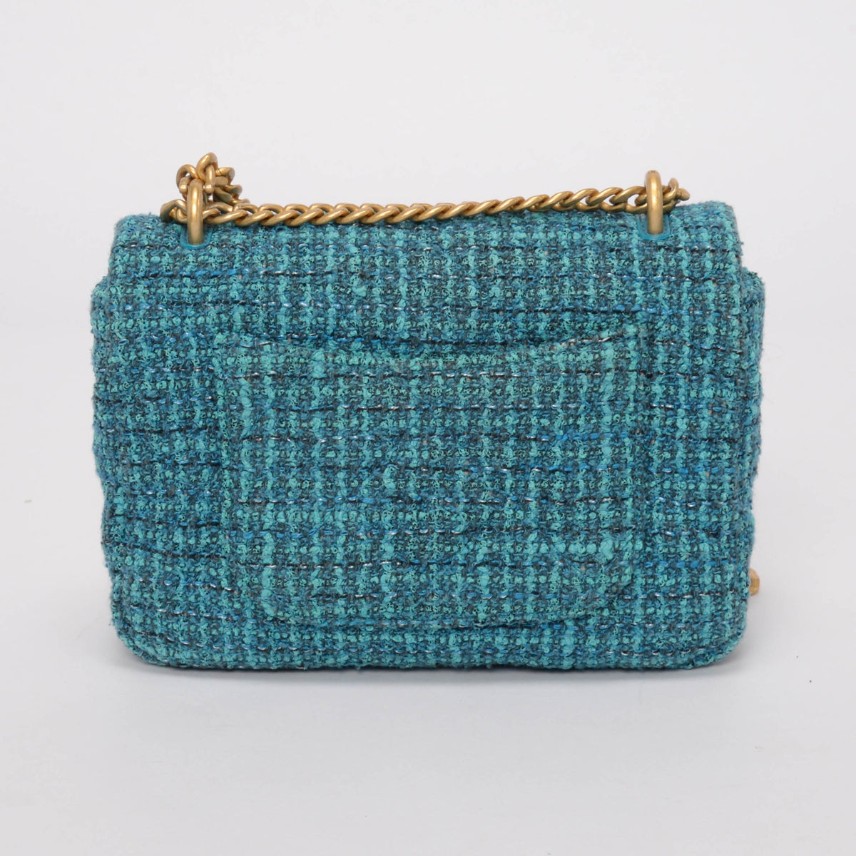 Chanel Teal Tweed CC Tassel Mini Bag