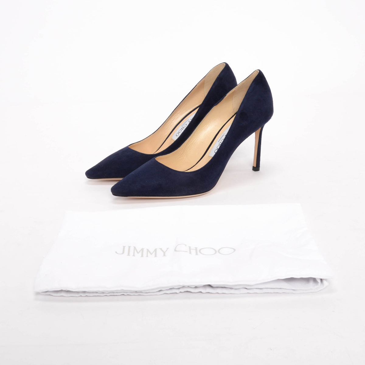 Jimmy Choo Navy Suede Romy 85 Pumps 36.5