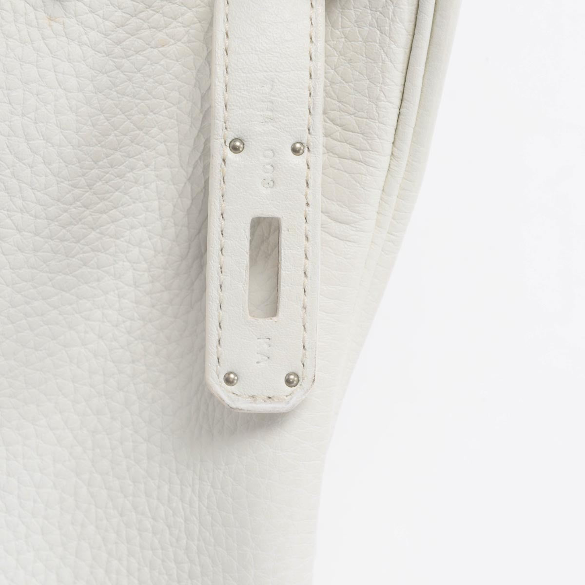 Hermes White Clemence Birkin 35 PHW