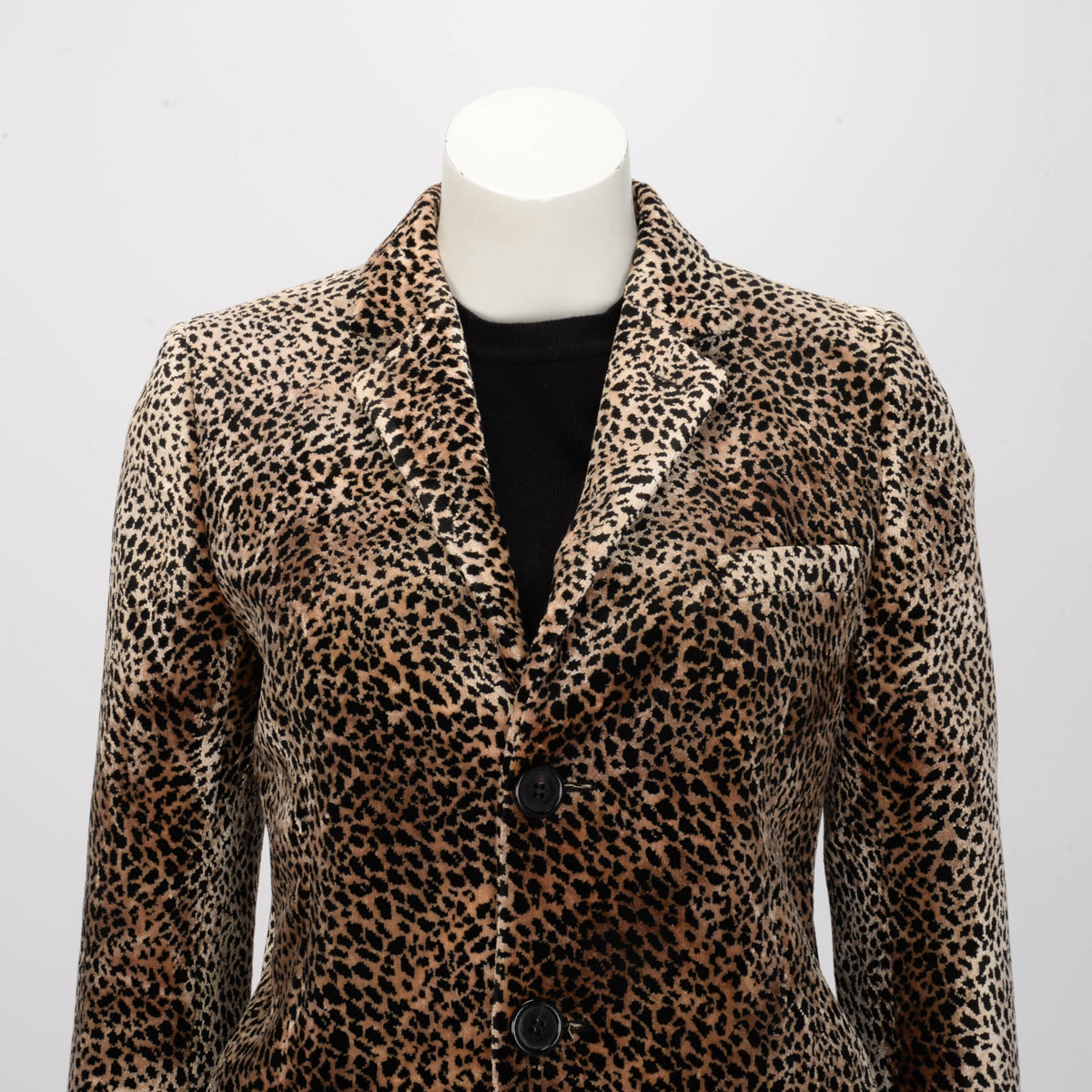 Saint Laurent Leopard Print Velvet Coat FR 36