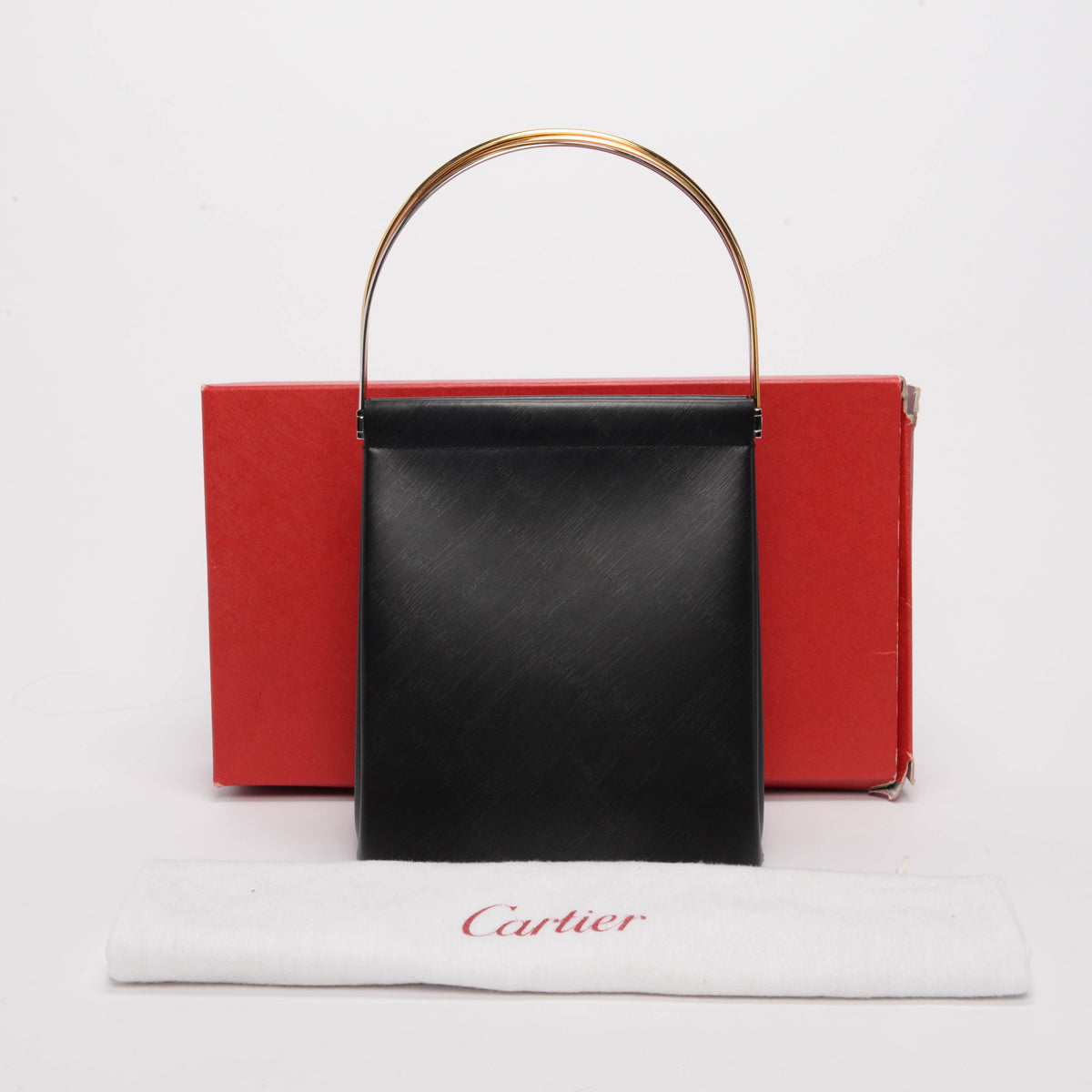 Cartier Black Embossed Calfskin Trinity Tote