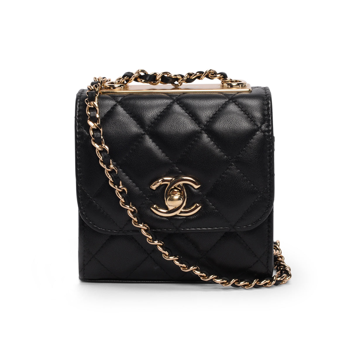 Chanel Black Quilted Lambskin Trendy CC Mini Chain Wallet