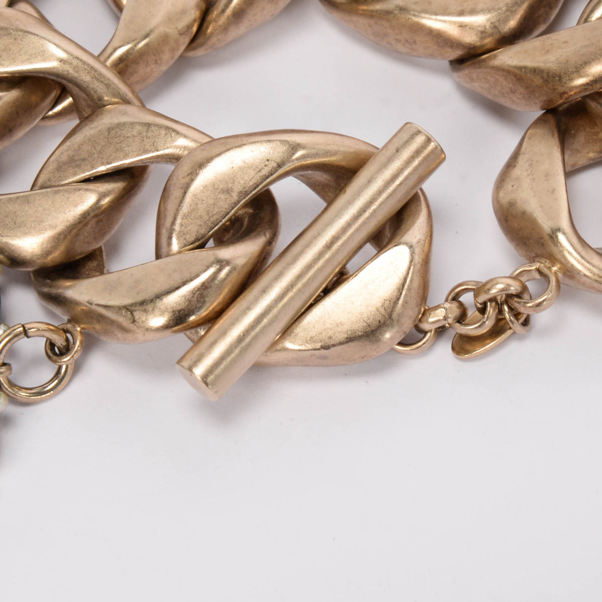 Chanel Light Gold Enamel & Pearl CC Motif Bracelet