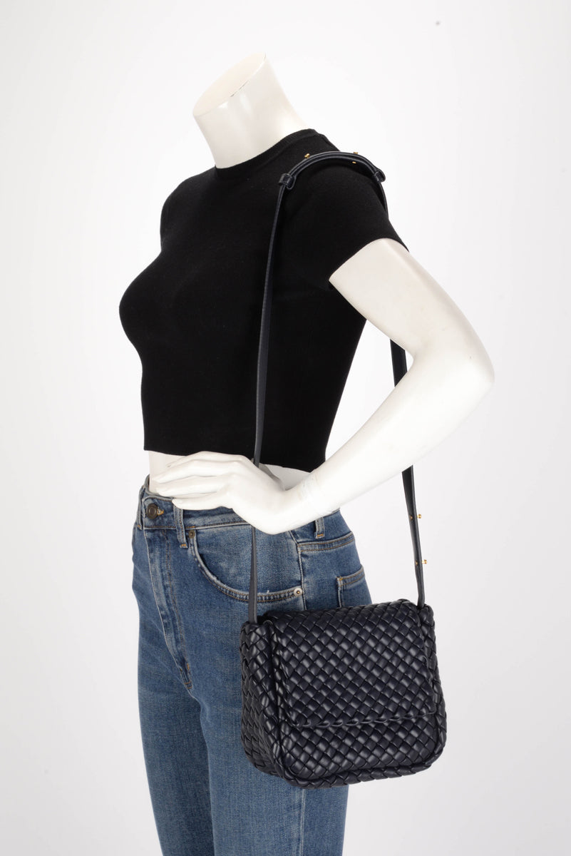 Bottega Veneta Navy Intrecciato Small Cobble Bag