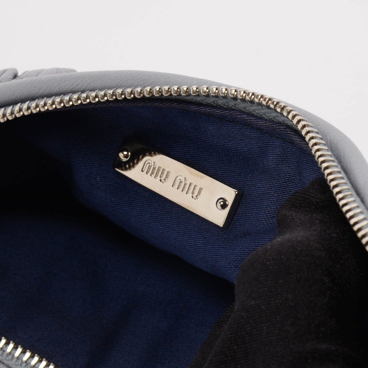 Miu Miu Dusty Blue Matelasse Small Wristlet