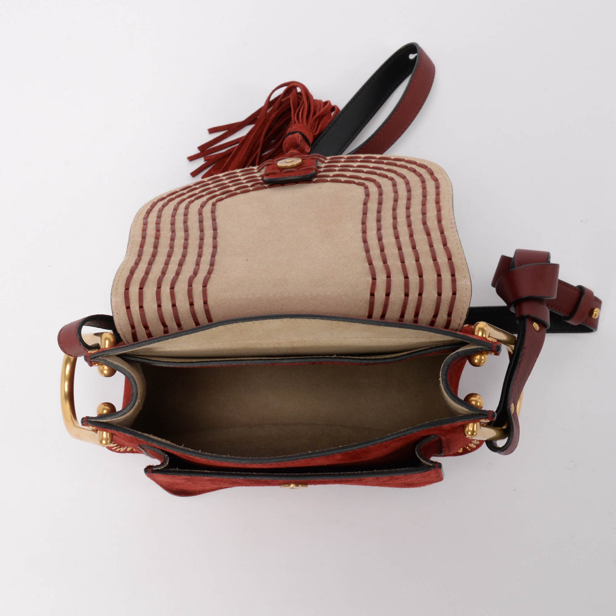 Chloe Sienna Red Suede Small Whipstitch Hudson Bag