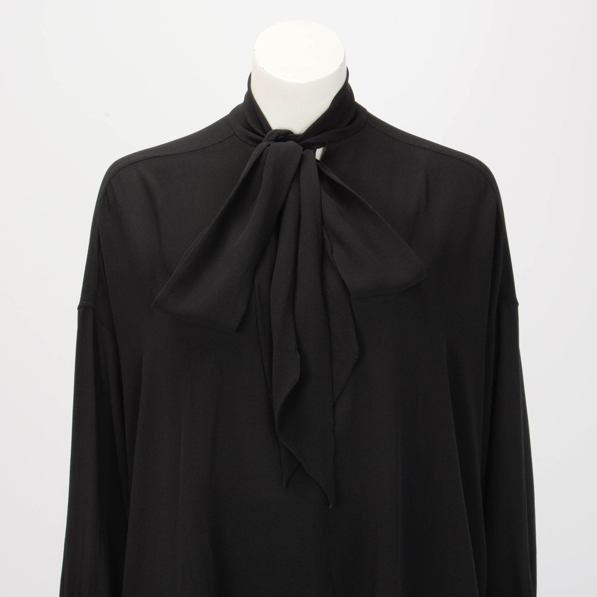 Balenciaga Black Silk Neck Tie Blouse FR 40