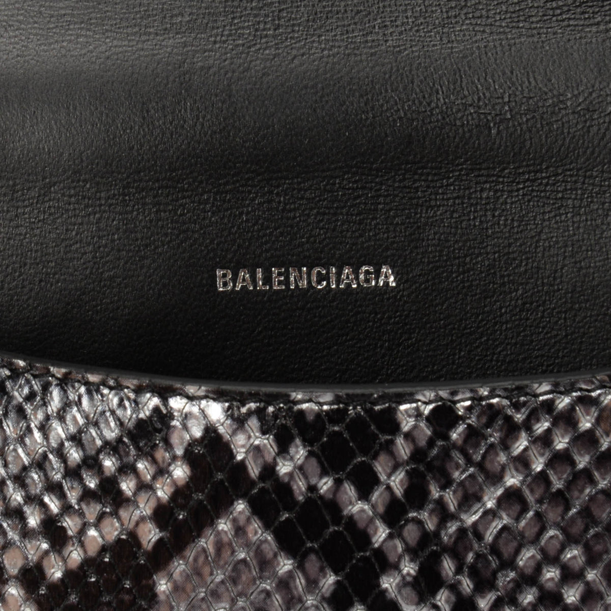 Balenciaga Silver Python Embossed Hourglass XS Bag