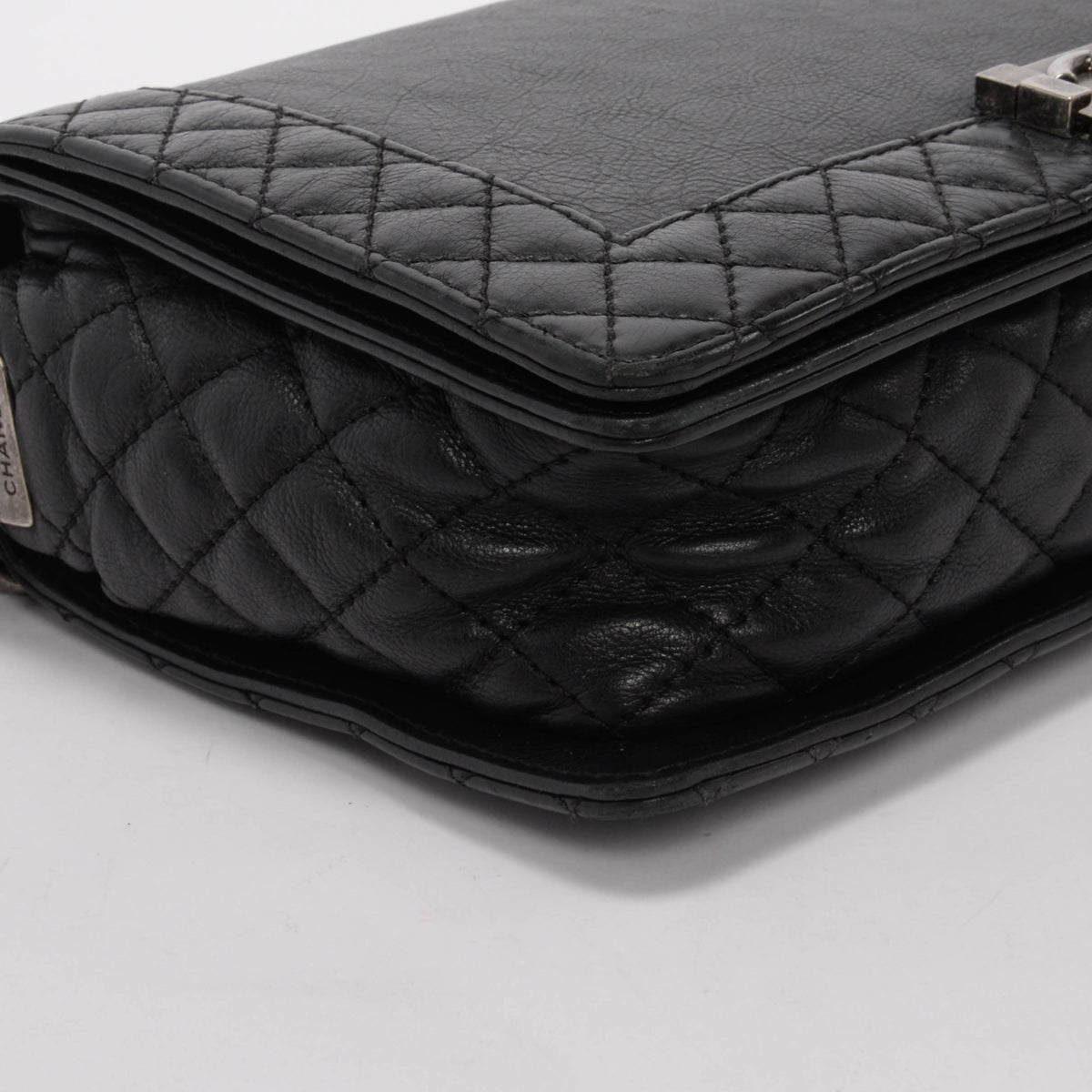 Chanel Black Calfskin Old Medium Reverso Boy Bag