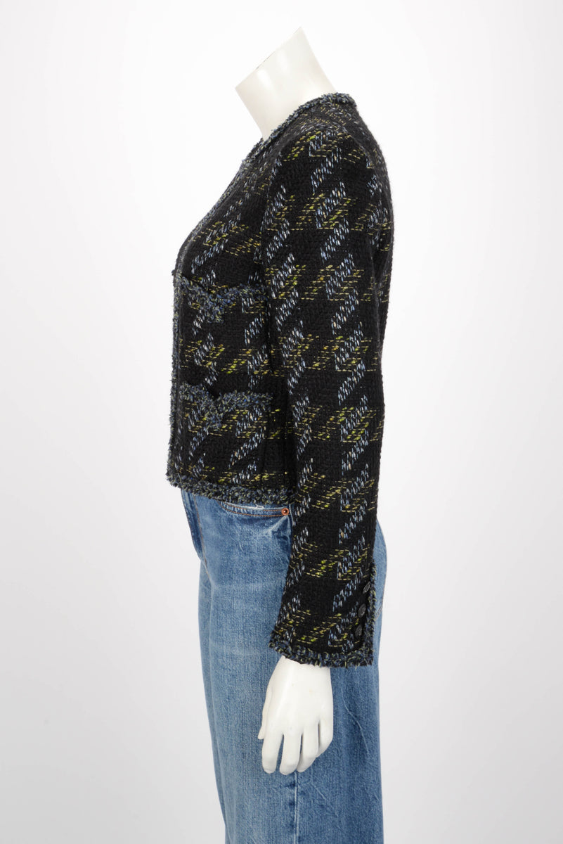 Chanel Black Tweed Four Pocket Zip Jacket FR 38
