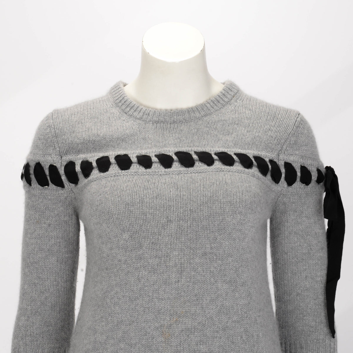 Fendi Grey Cashmere Ribbon Detail Sweater S