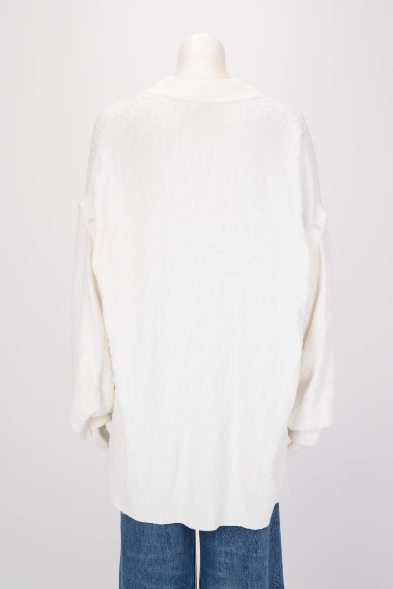 Fendi Off White FF Terry Cloth Detachable Sleeve Cardigan FR 50