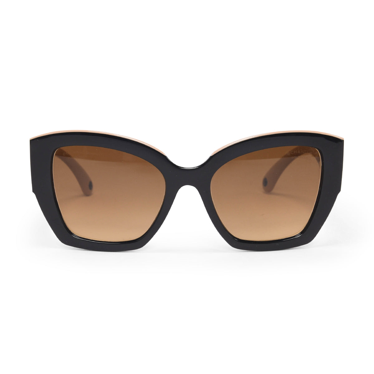 Chanel Black & Beige Nylon Fibre Butterfly Sunglasses