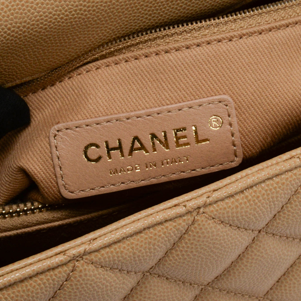 Chanel Beige & Burgundy Caviar & Lizard Medium Coco Handle Bag