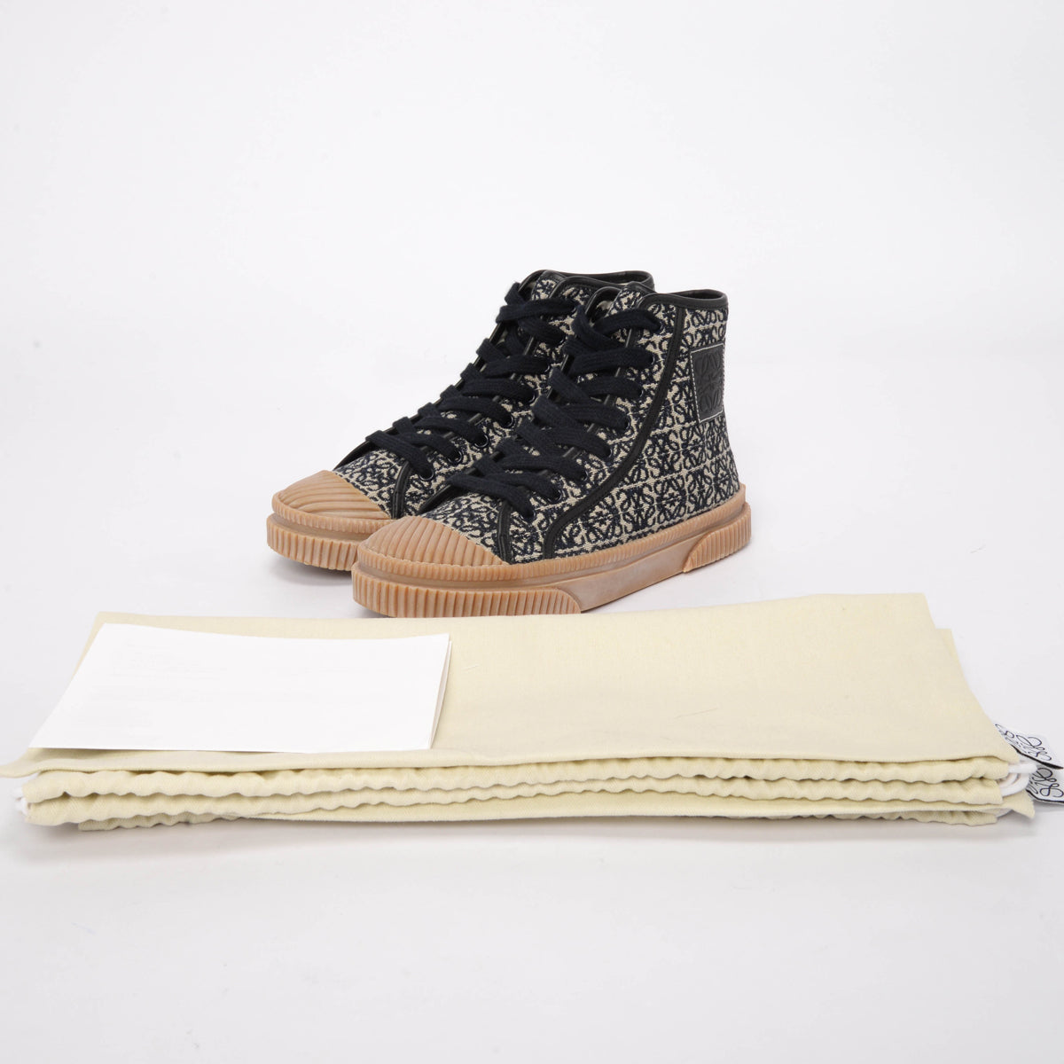 Loewe Navy Anagram Jacquard High Top Sneakers 35