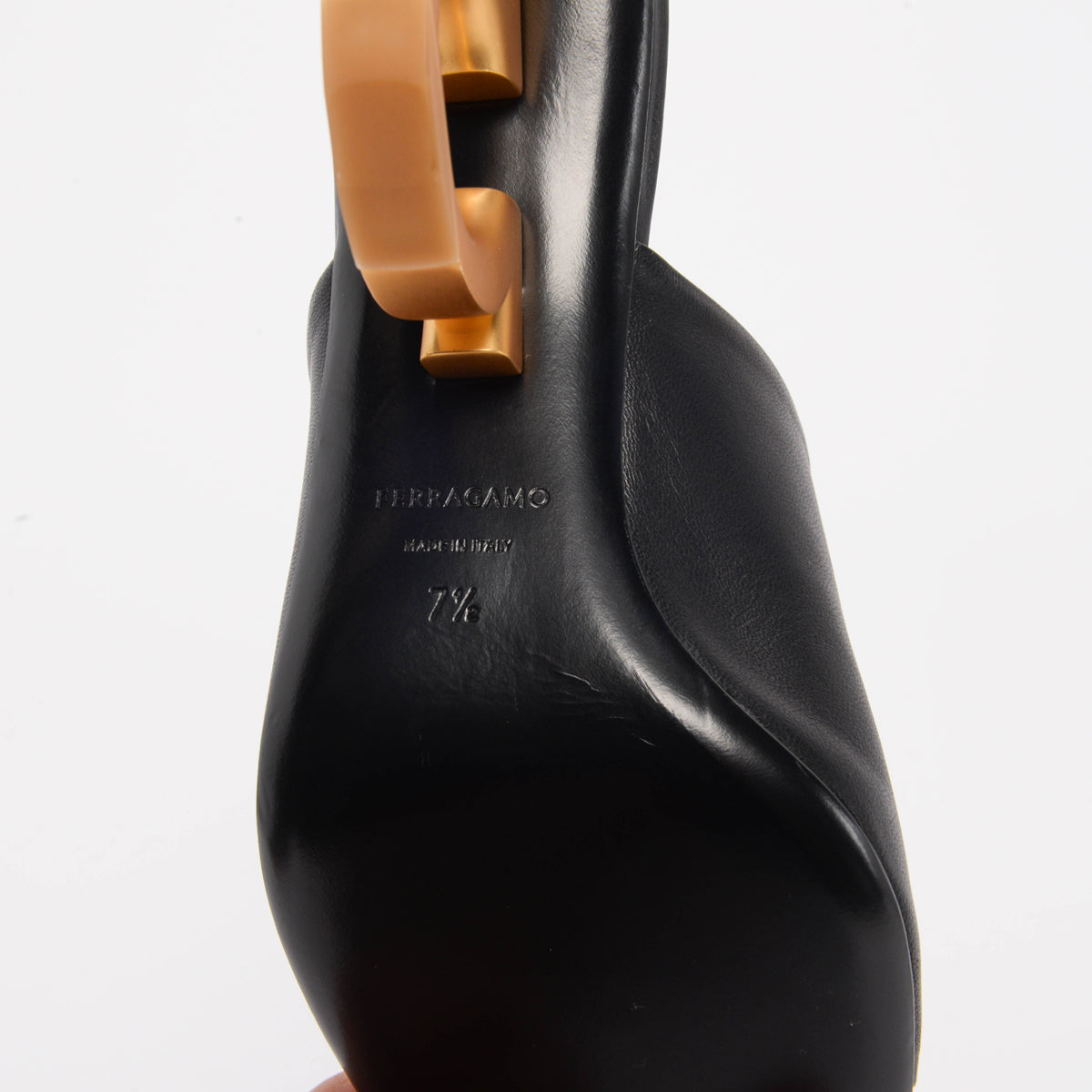 Ferragamo Black Lambskin Astro Mules 7.5
