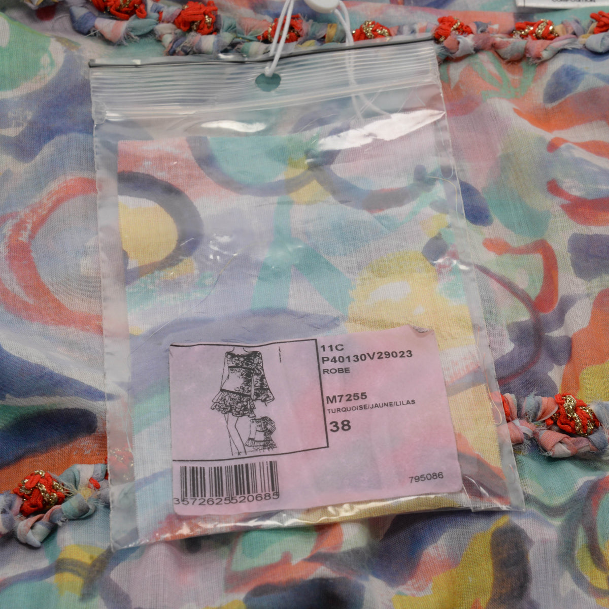 Chanel Multi-Colour Printed Cotton Gathered Mini Dress FR 38