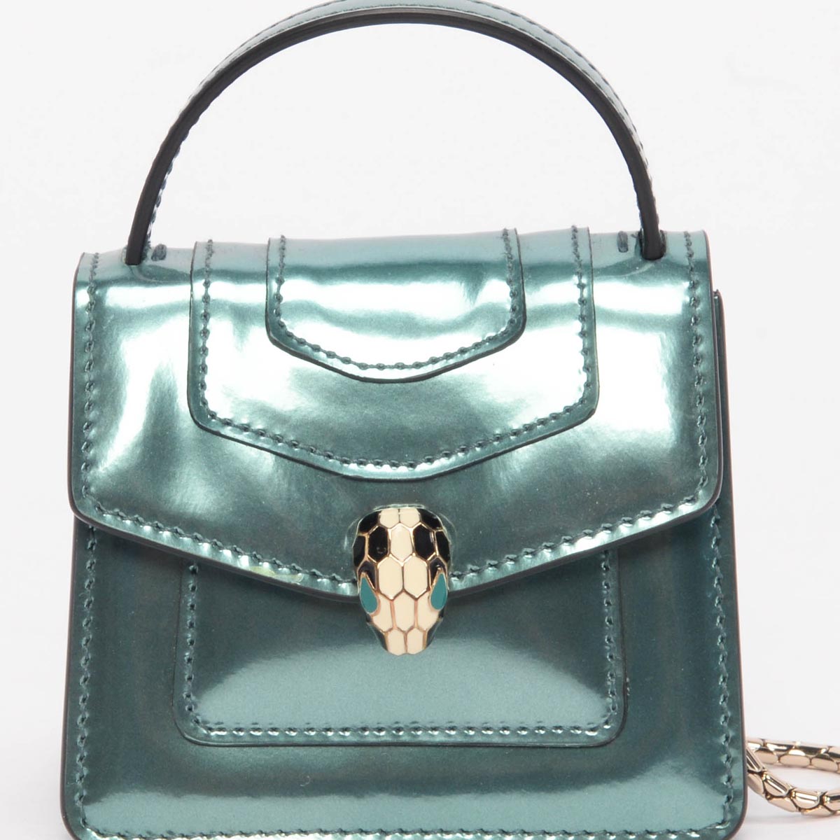 Bulgari Turquoise Metallic Calfskin Serpenti Forever Mini Bag Charm