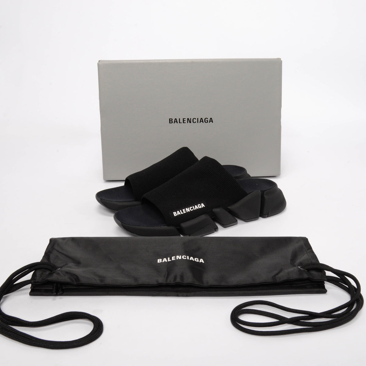 Balenciaga Black Knit Speed 2.0 Slides 42