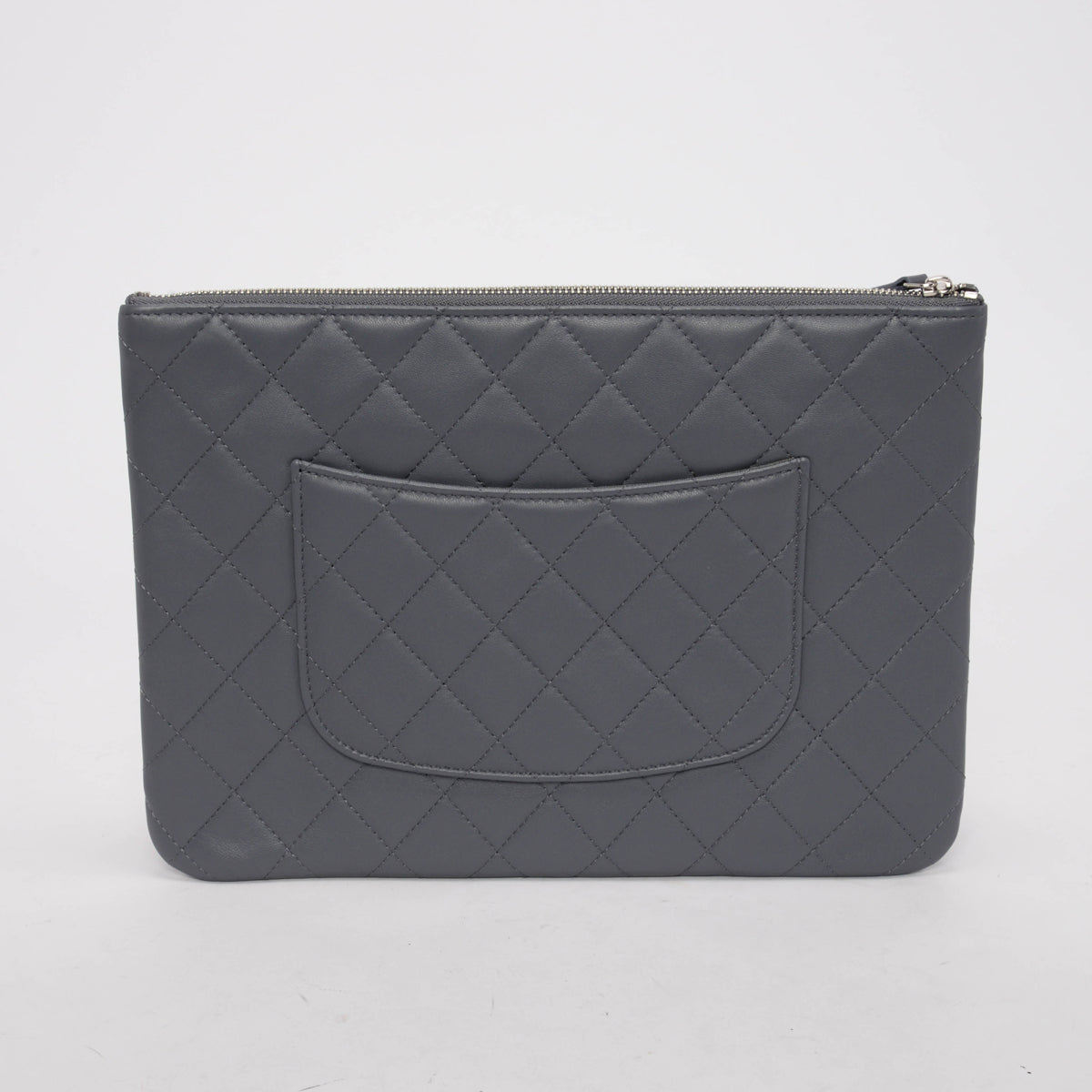 Chanel Grey Quilted Lambskin O-Case Multi Pouch