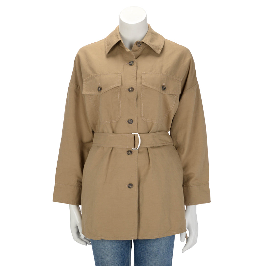 W/E Max Mara Beige Cotton & Linen Vicario Belted Jacket IT 36