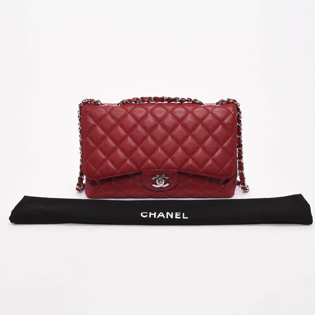 Chanel Dark Red Caviar Large Classic Single Flap Bag