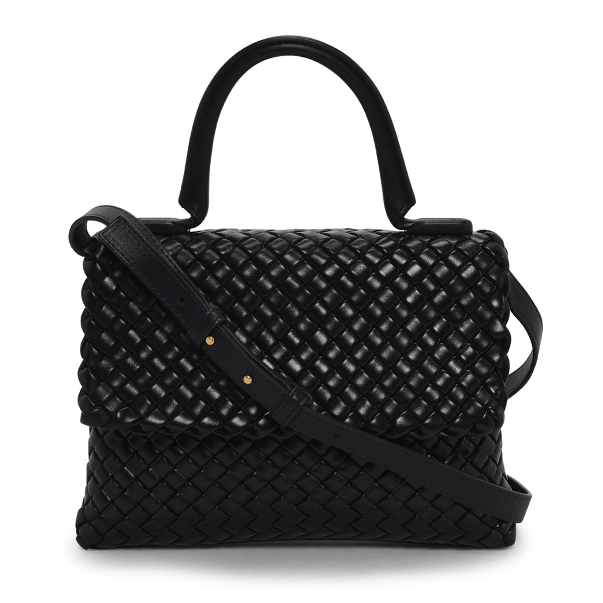 Bottega Veneta Black Intrecciato Patti Top Handle Bag