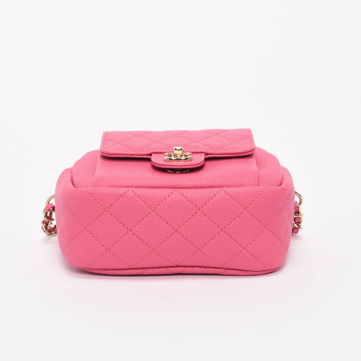 Chanel Pink Quilted Caviar CC Day Camera Case