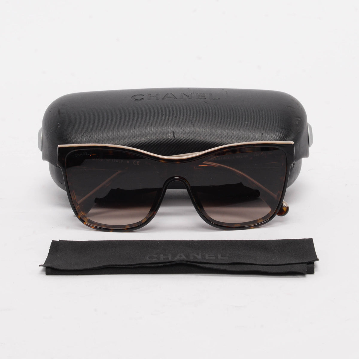 Chanel Havana Logo Shield Sunglasses