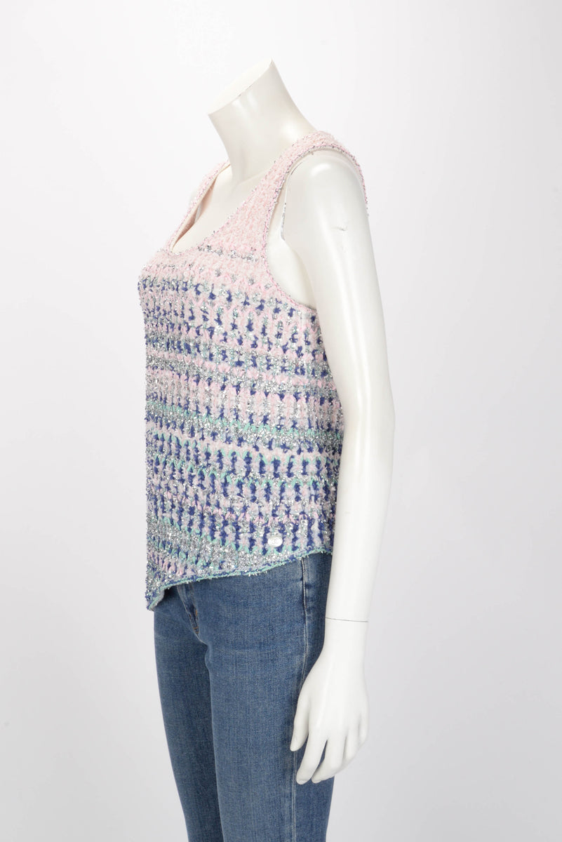 Chanel Pastel Tweed Asymmetric Top FR 34