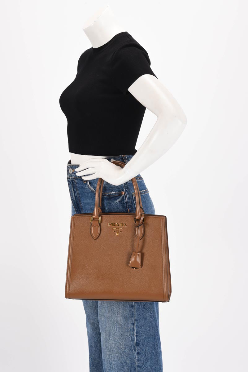 Prada Cannella Saffiano 2Way Tote