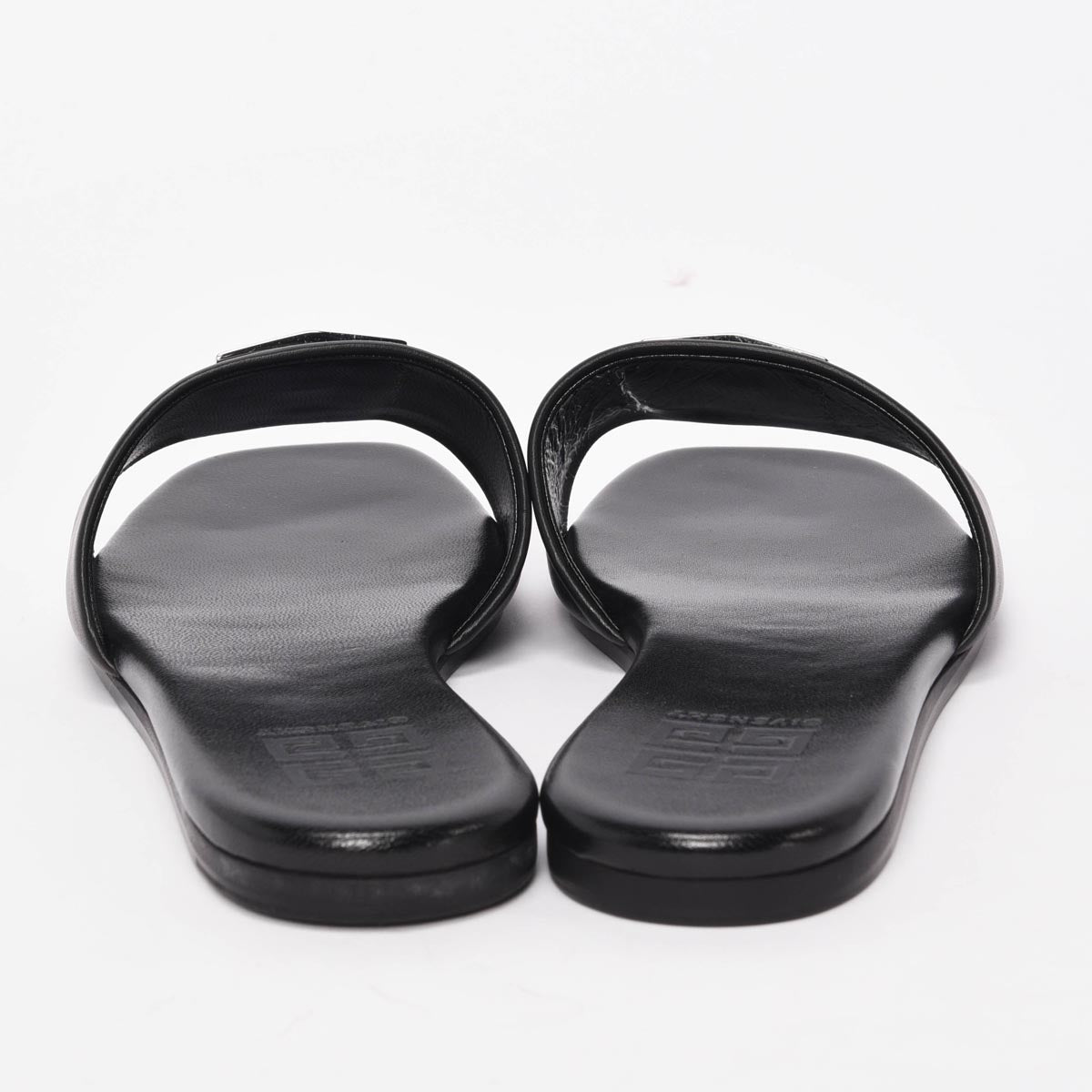 Givenchy Black Lambskin 4G Slides 38