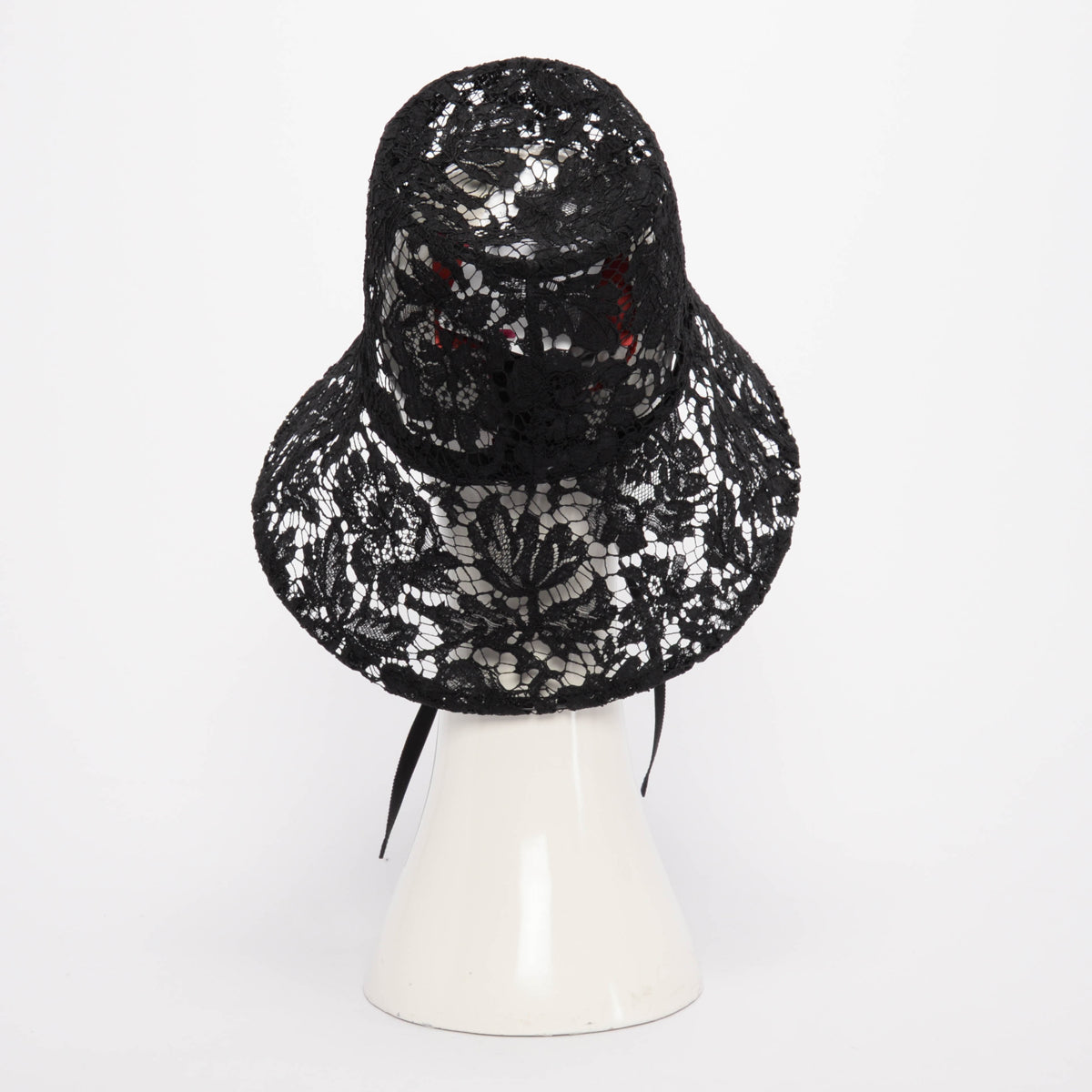 Valentino Black Floral Lace Bucket Hat