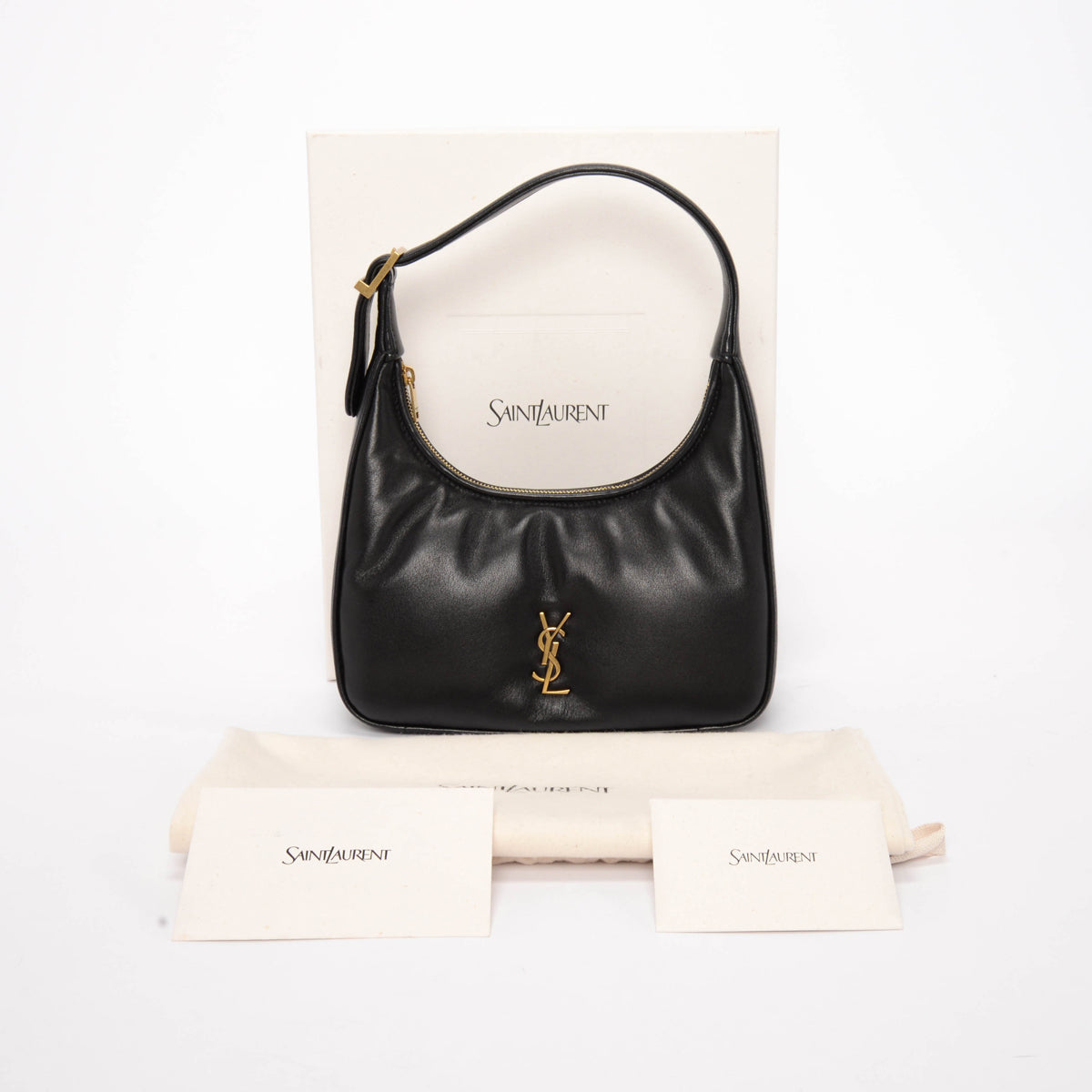Saint Laurent Black Lambskin Mini Calypso Hobo Bag