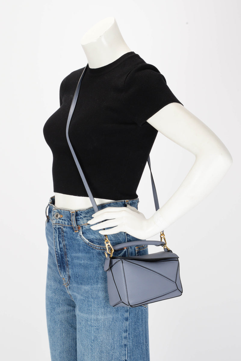 Loewe Blue Calfskin Mini Puzzle Bag