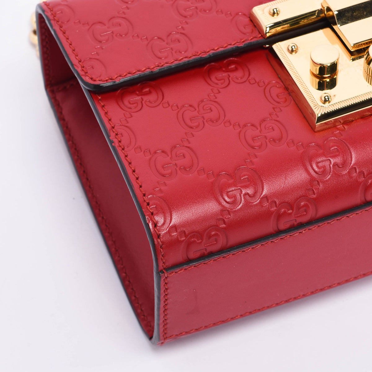Gucci Red Guccissima Small Padlock Bag