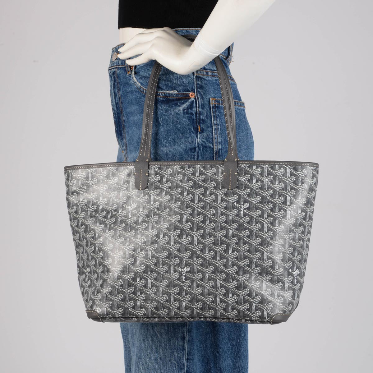 Goyard Grey Goyardine Canvas & Calfskin Artois PM