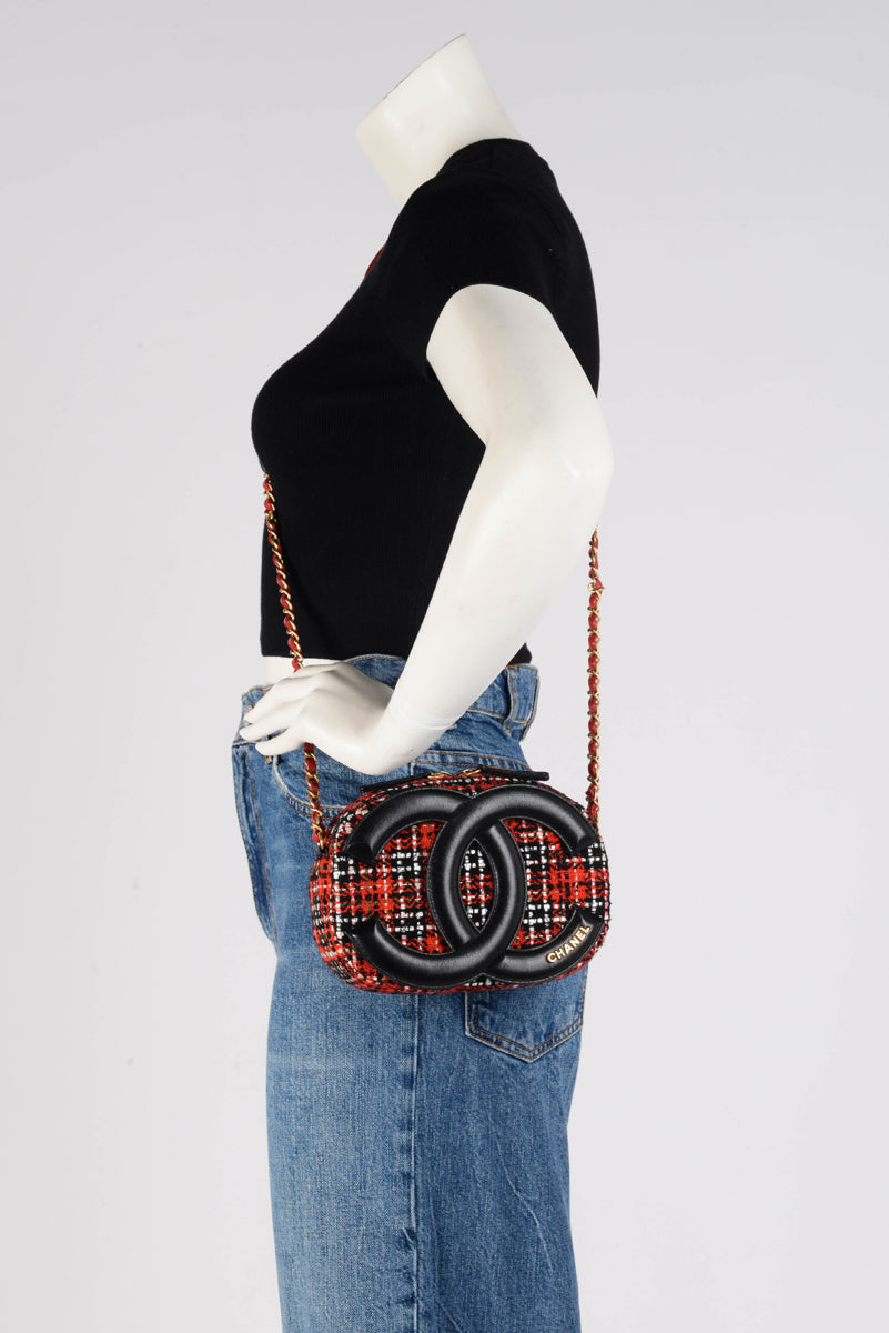 Chanel Red Tweed & Lambskin Coco Midnight Camera Case