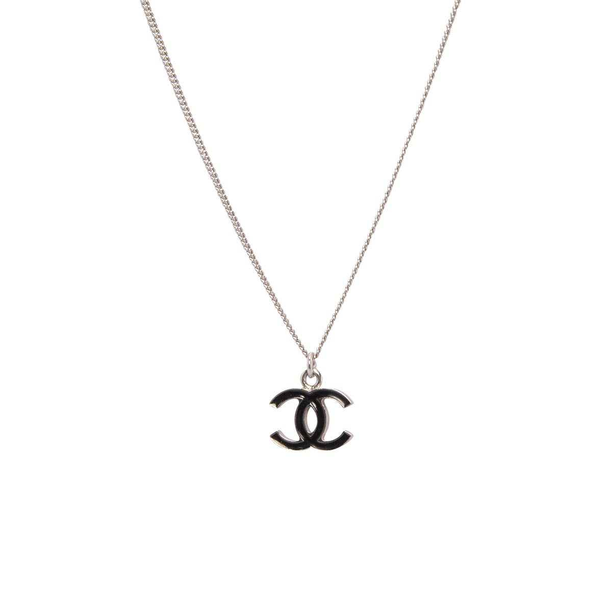 Chanel Black & Silver Enamel CC Necklace