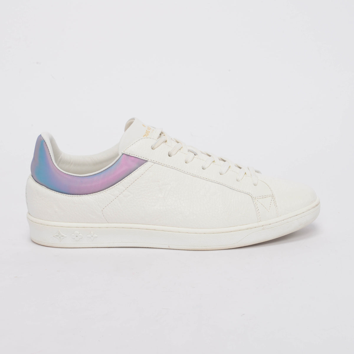 Louis Vuitton White Embossed Monogram Calfskin Luxembourg Sneakers 41.5