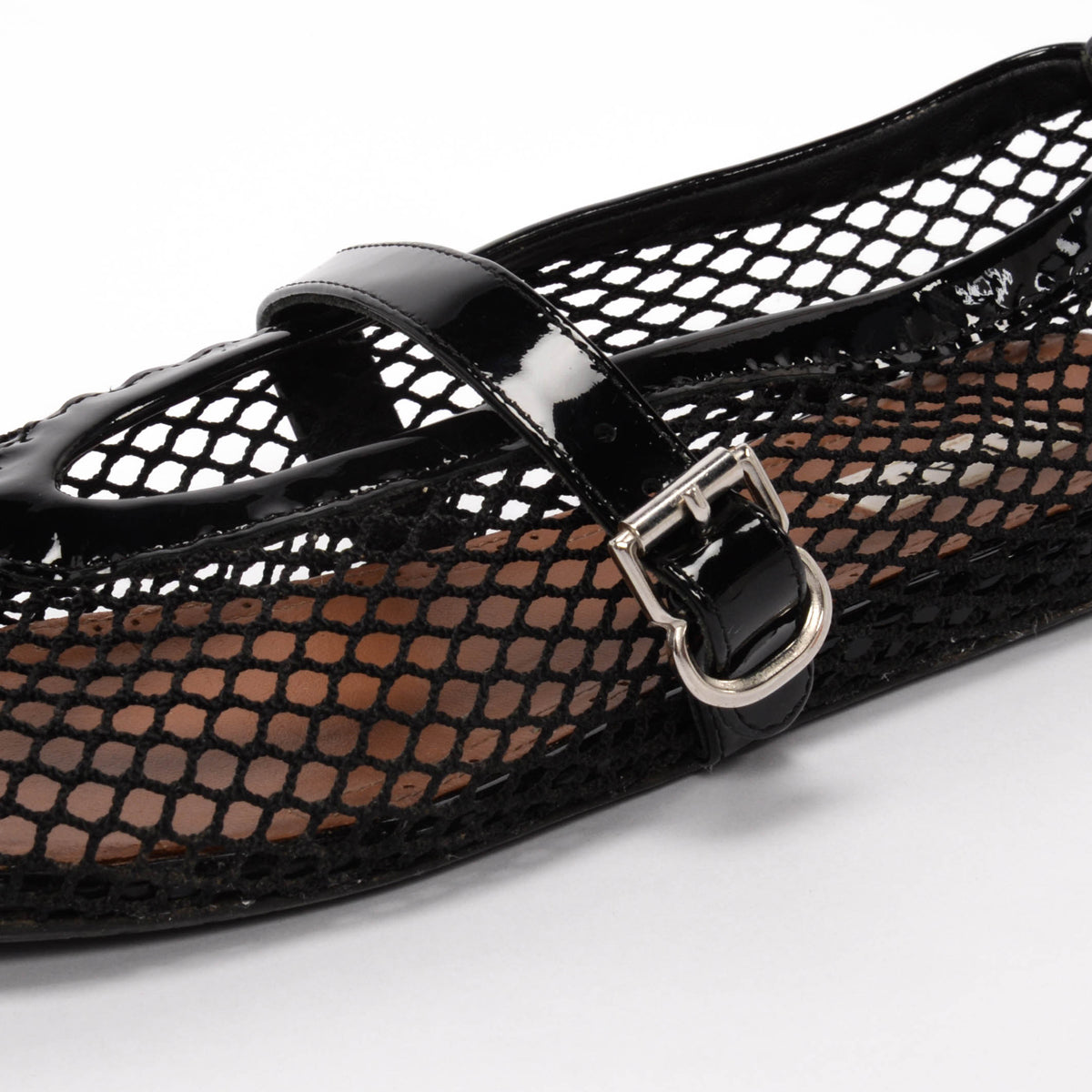 Alaia Black Fishnet Ballet Flats 39