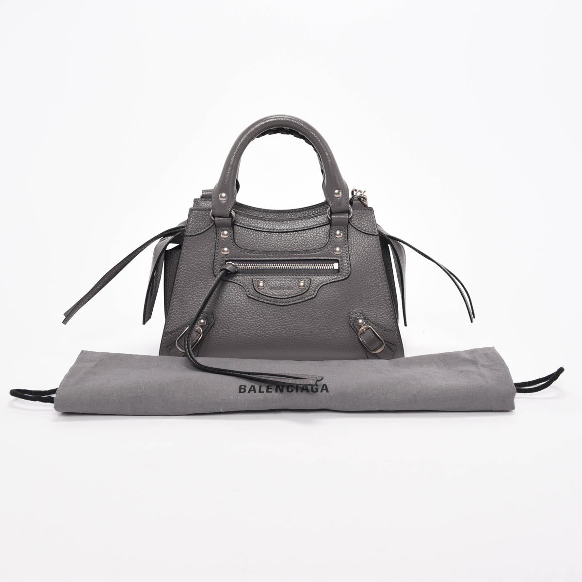 Balenciaga Dark Grey Grained Calfskin Neo Classic Mini City Bag