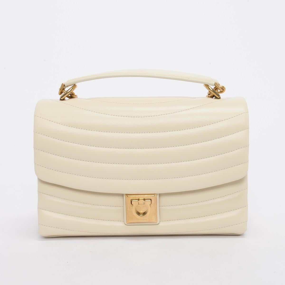 Ferragamo Marscapone Quilted Calfskin Medium Mat Flap Bag