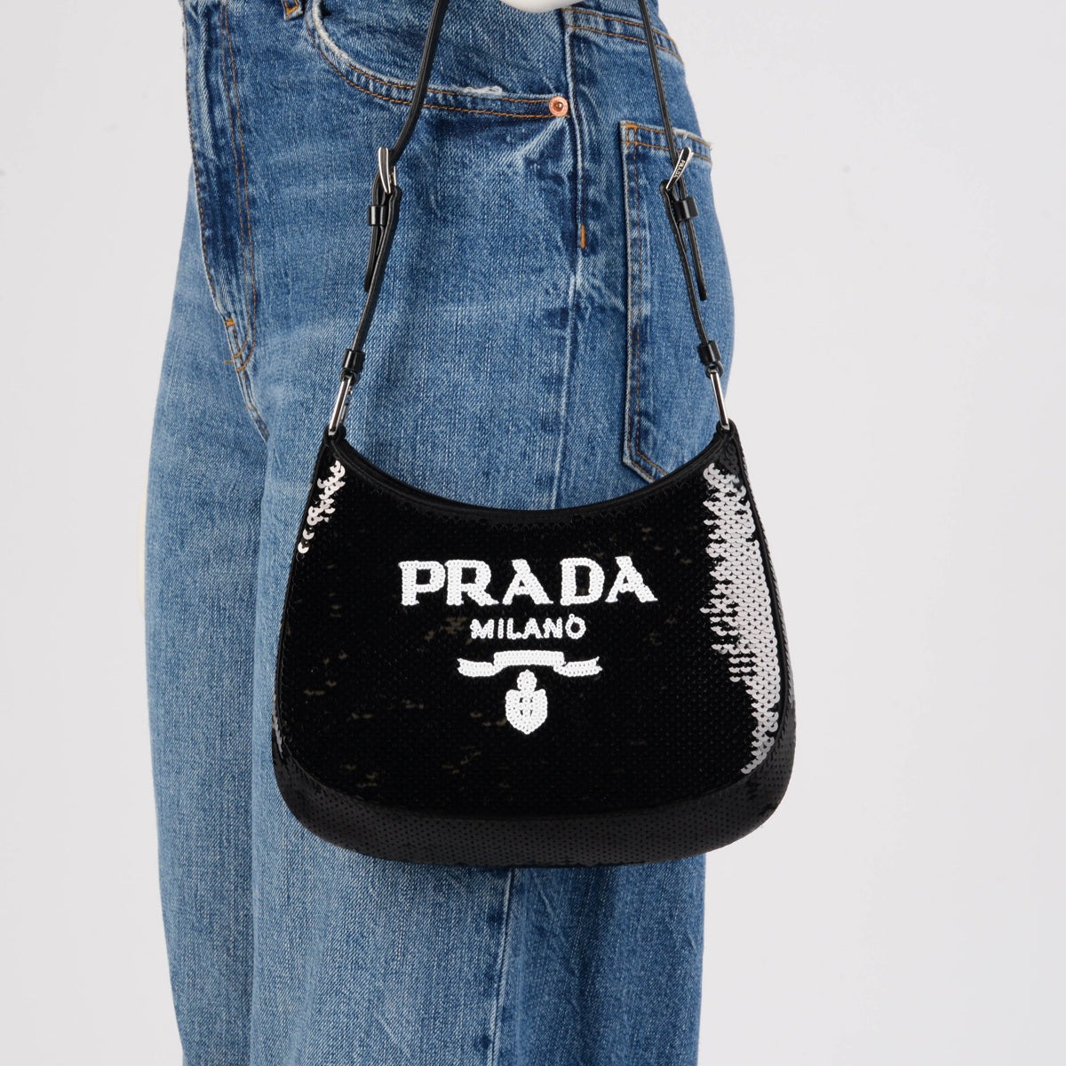 Prada Black Sequin Cleo Mini Bag