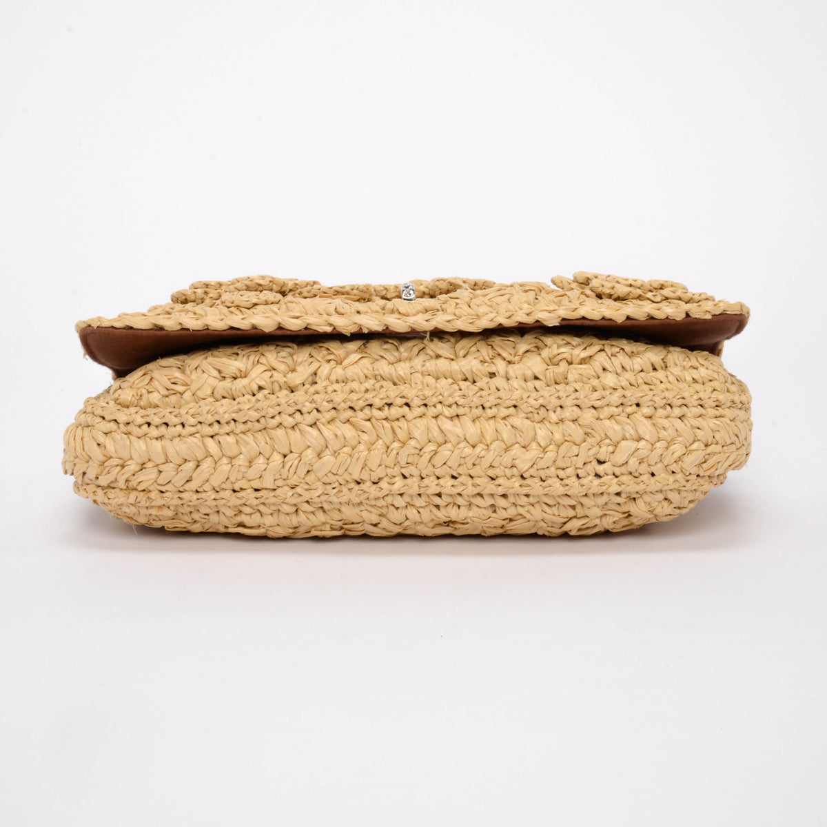 Miu Miu Beige Raffia Crystal Shoulder Bag