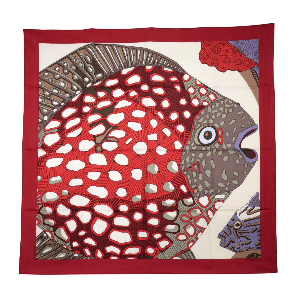 Hermes Red Silk Grands Fonds II Scarf