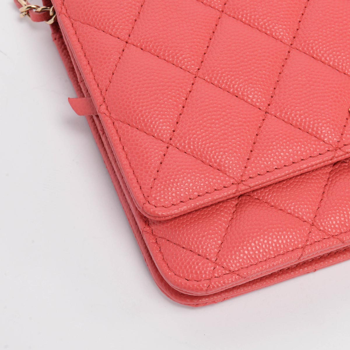 Chanel Pink Quilted Caviar Golden Class Wallet On Chain