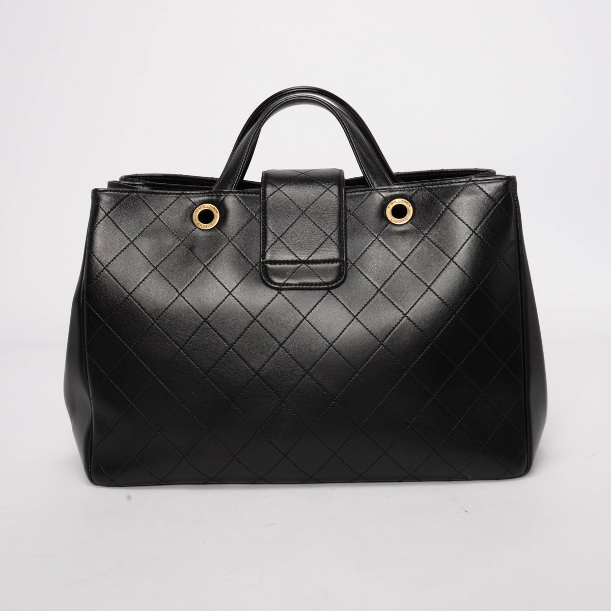 Chanel Black Quilted Calfskin Large Around The Corner Tote