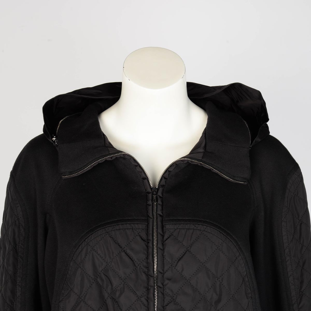 Chanel Black Quilted Nylon Bomber Jacket FR 42