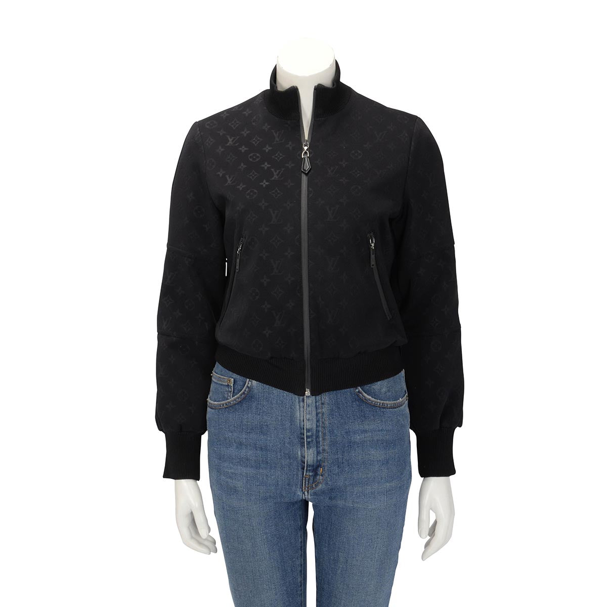 Louis Vuitton Black Monogram Jersey Bomber Jacket FR 34